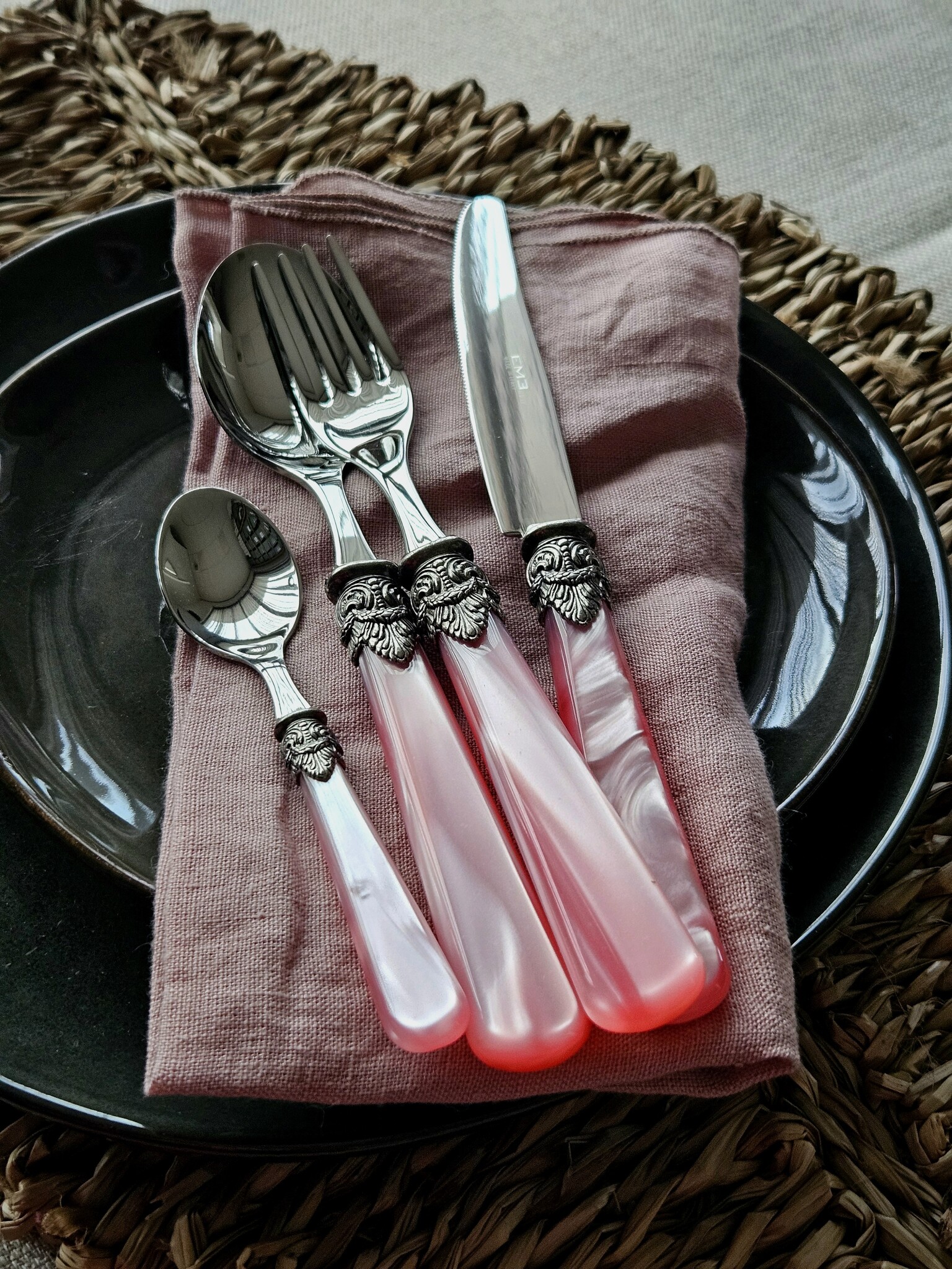 Cutlery Set, Pink (mother-of-pearl sheen), Dinner