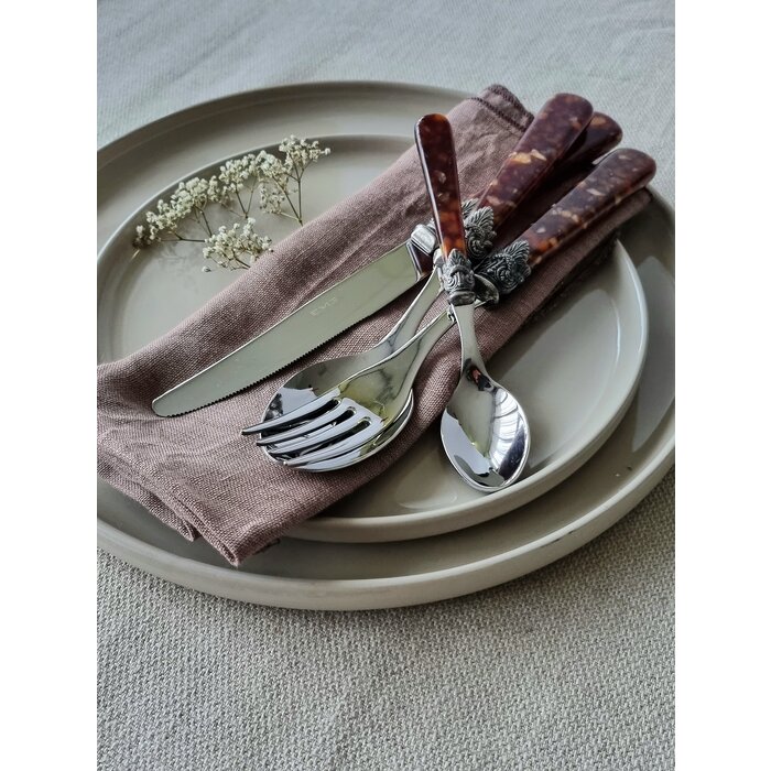 4-teiliges Tafelbesteckset, 1 Person, Braun (schildkröte), ideal als Tafelbesteck zum Abendessen