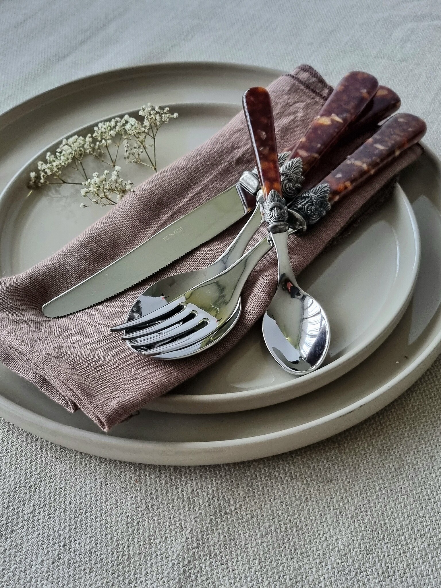 Cutlery Set, Brown (turtle motif), Dinner