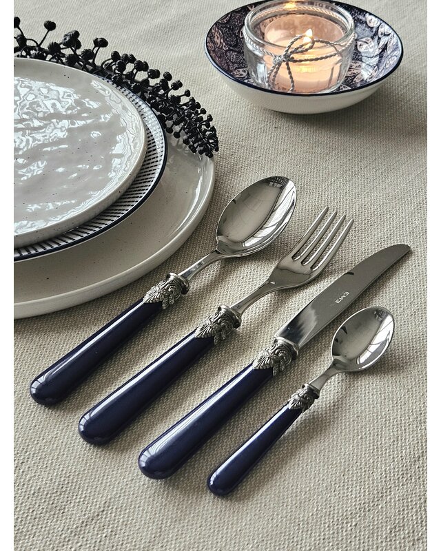 4-delige dinerbestekset voor 1 persoon, blauw (mat), EME Napoleon