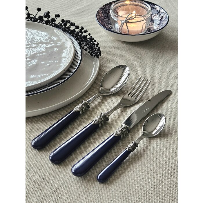 4-teiliges Tafelbesteckset, Blau (matt), ideal als Tafelbesteck zum Abendessen