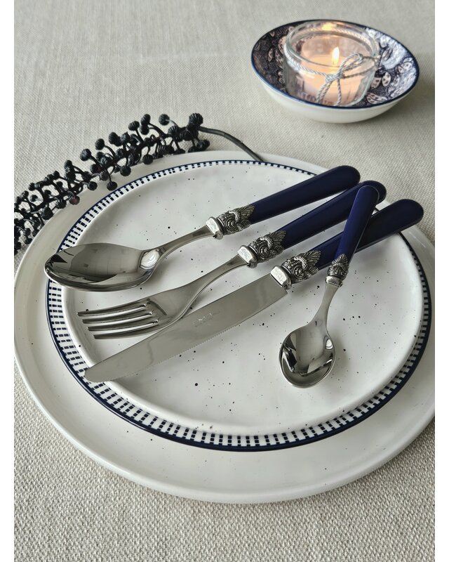 4-delige dinerbestekset voor 1 persoon, blauw (mat), EME Napoleon