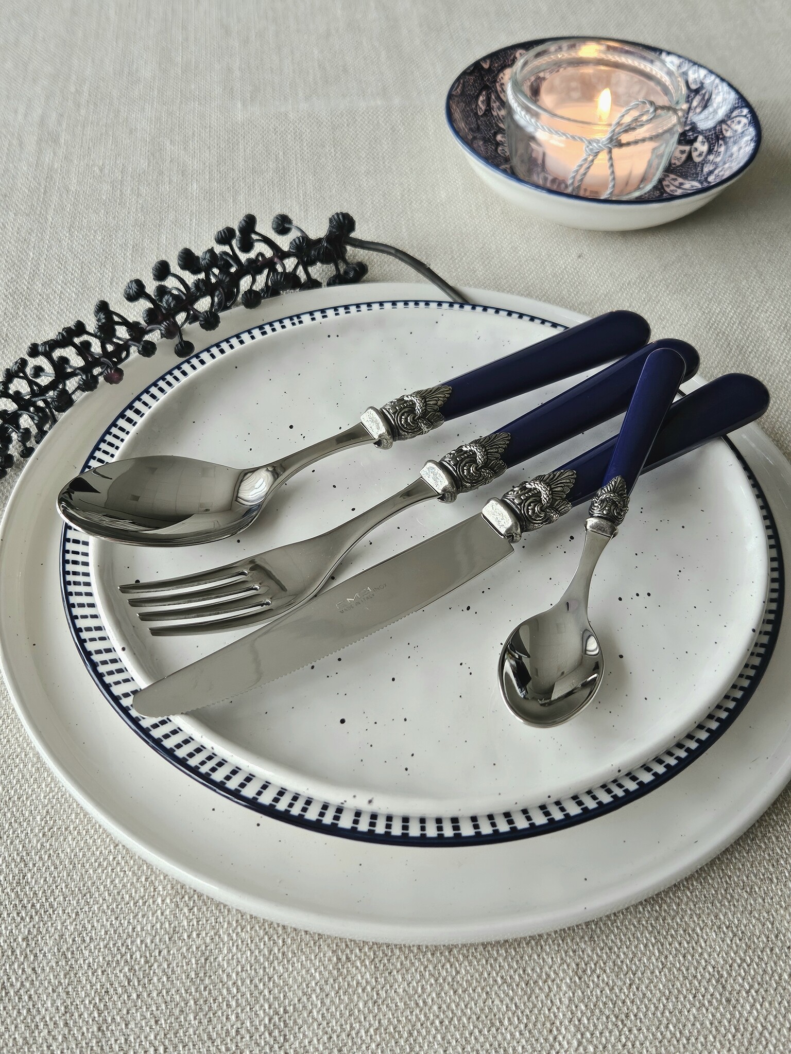 Cutlery Set, Blue (plain), Dinner