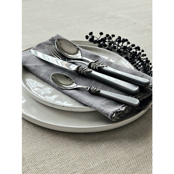 4-teiliges Tafelbesteckset, 1 Person, Grau (perlmutt), ideal als Tafelbesteck zum Abendessen