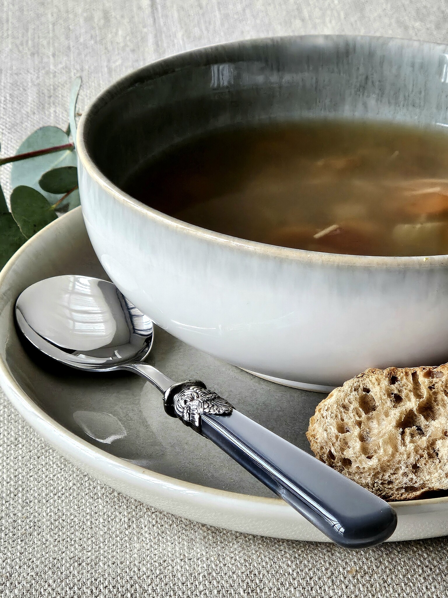 Löffel, Grau (perlmutt), für Suppe, EME Napoleon