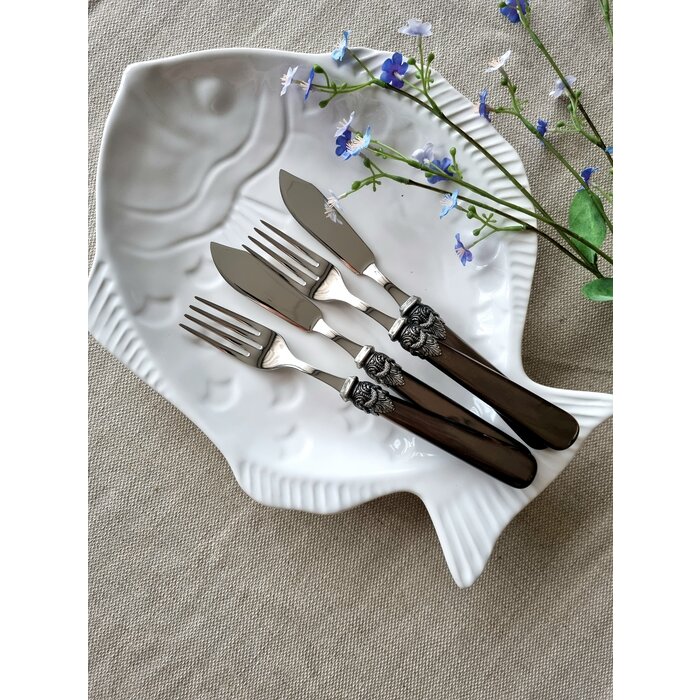 2-teiliges Fischbesteckset, 1 Person, Braun (perlmutt), EME Napoleon