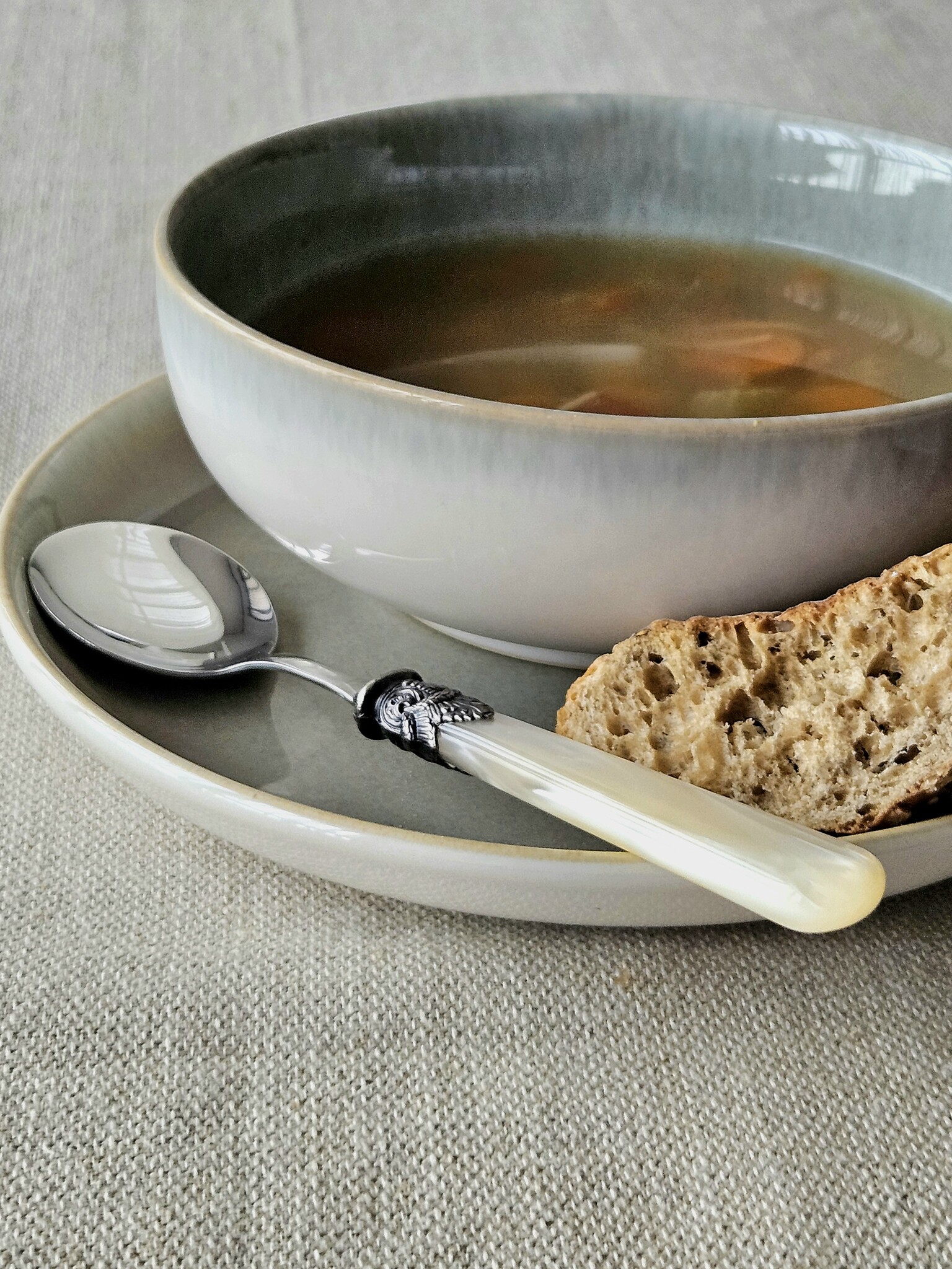 Löffel, Elfenbein (perlmutt), für Suppe, EME Napoleon