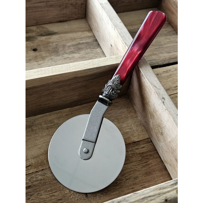 Pizza Cutter, with Red handle (mother-of-pearl)