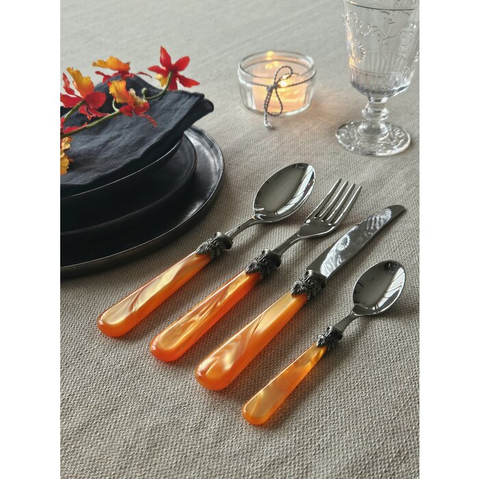 4-delig, Bestekset, voor 1 persoon, Oranje (parelmoer), voor het diner, EME Napoleon