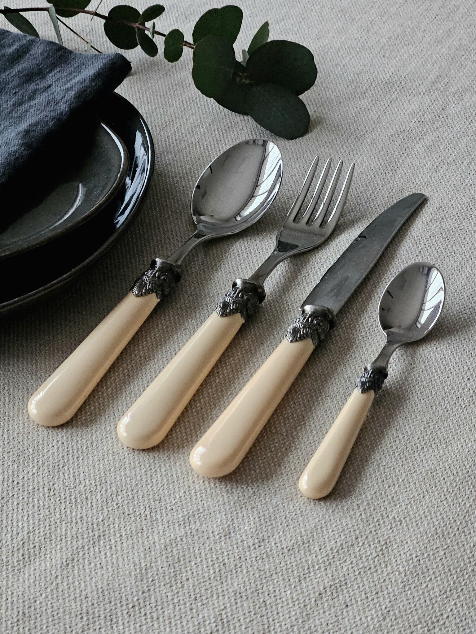 Cutlery Set, Ivory (matte), Dinner