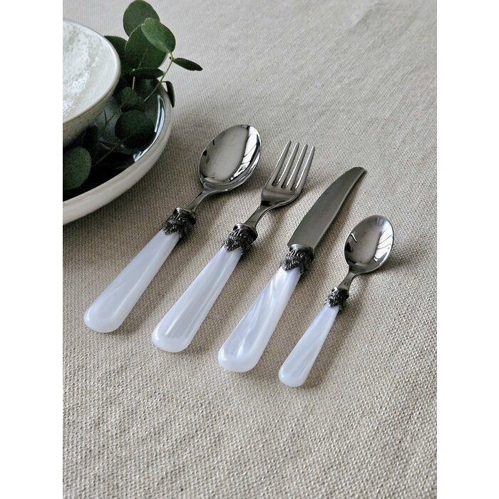 4-delig, Bestekset, voor 1 persoon, Wit (parelmoer), voor het diner, EME Napoleon