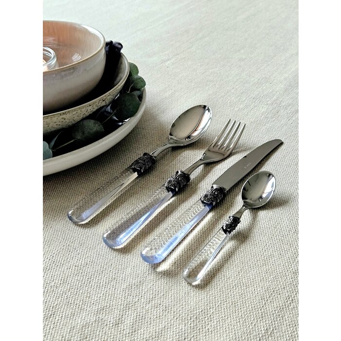 4-teiliges Tafelbesteckset, 1 Personm Transparent, ideal als Tafelbesteck zum Abendessen