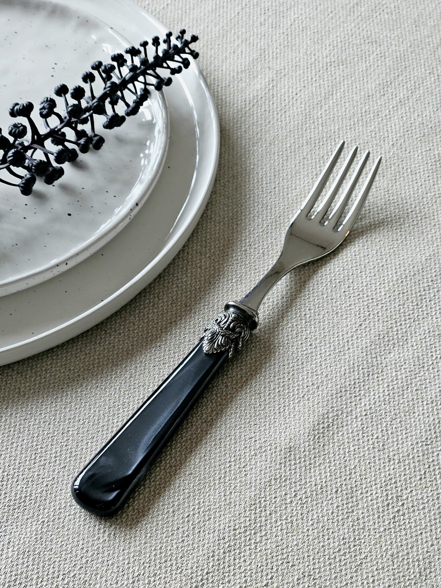 Tenedor, Negro (brillo nácar), Cena