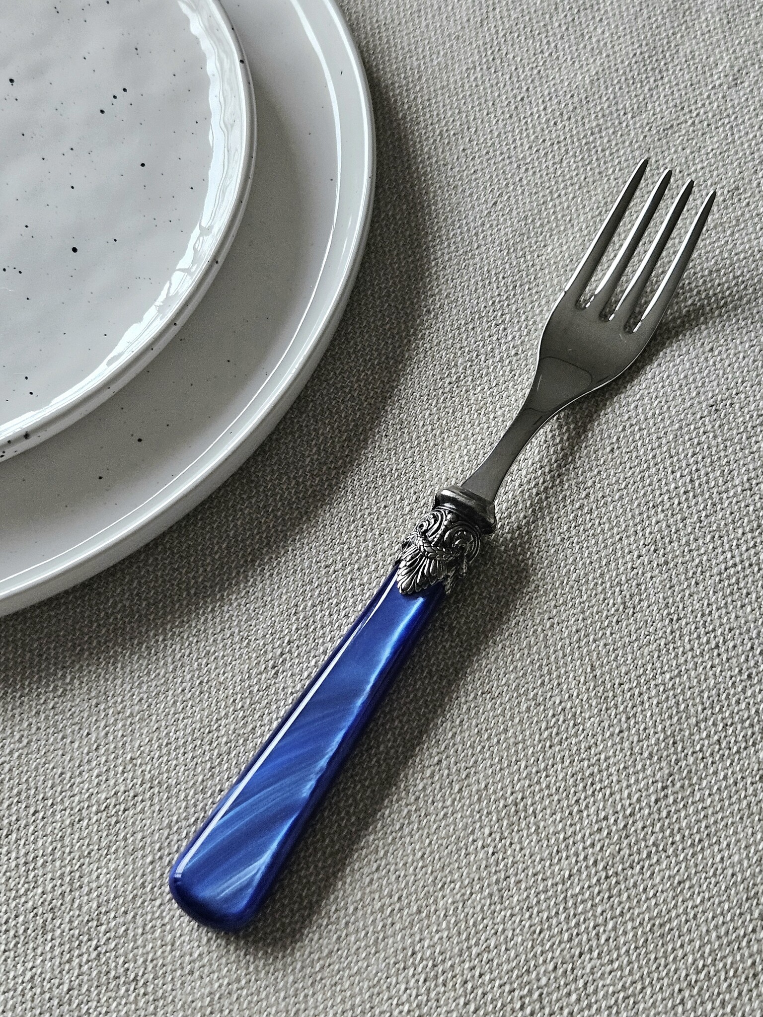 Vork, Blauw (parelmoer), voor het diner, EME Napoleon