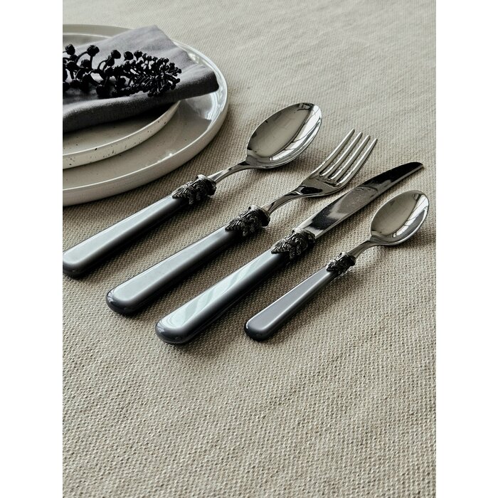 4-teiliges Tafelbesteckset, 1 Person, Grau (perlmutt), ideal als Tafelbesteck zum Abendessen