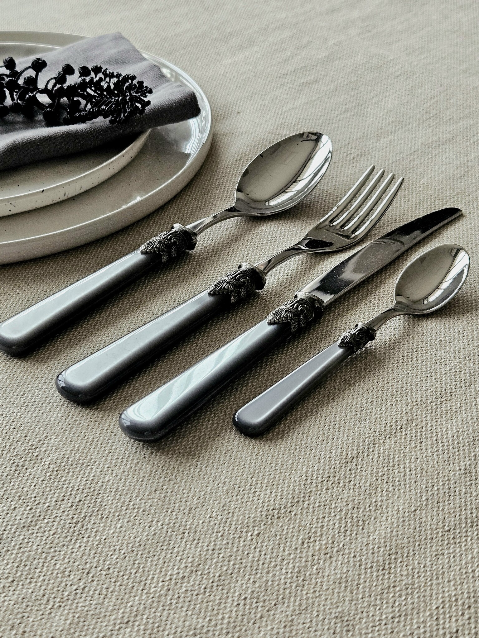 Juego de Cubiertos, Gris (brillo nácar), Cena