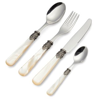 4-teilig, Besteckset, Elfenbein (perlmutt),