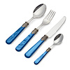 Abendessen Besteckset, Blau mit Perlmutt, 4 teilig, 1 Person