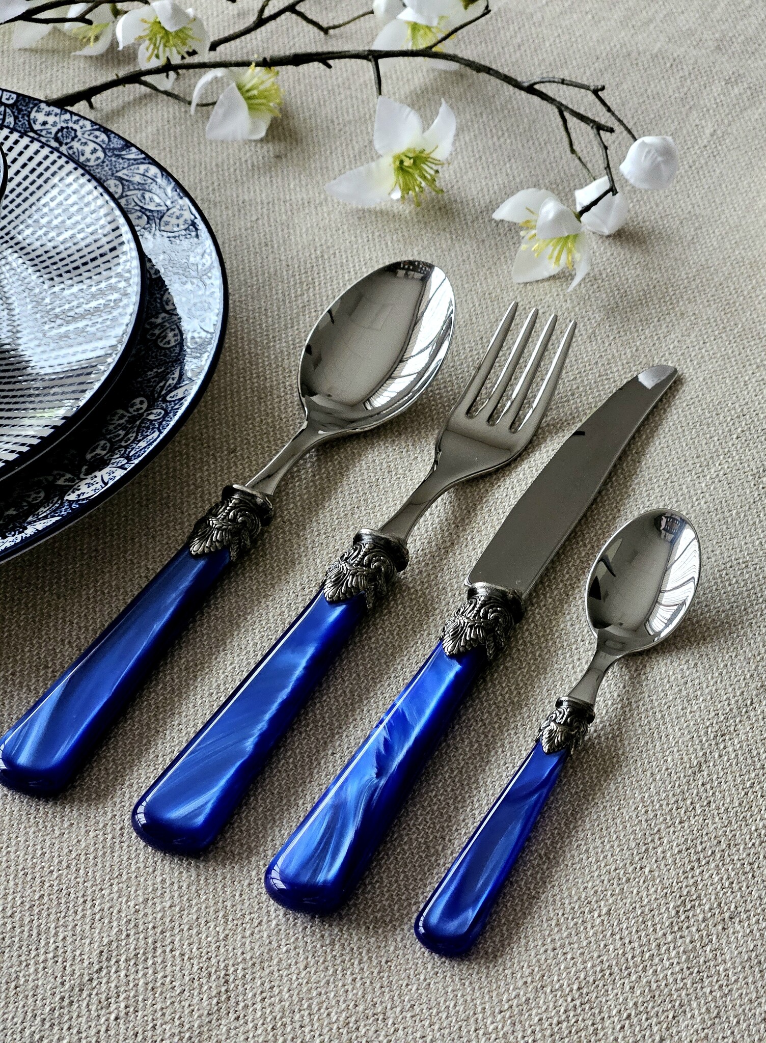 Besteckset, Blau (perlmuttglanz), Abendessen