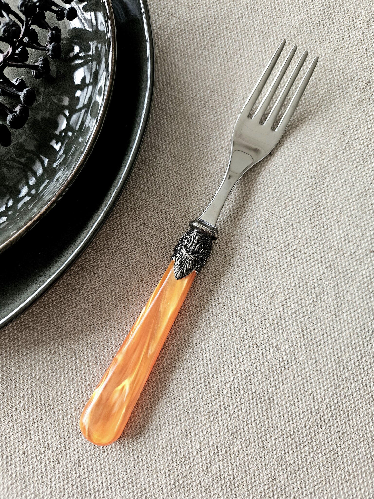 Gabel, Orange (perlmuttglanz), Abendessen