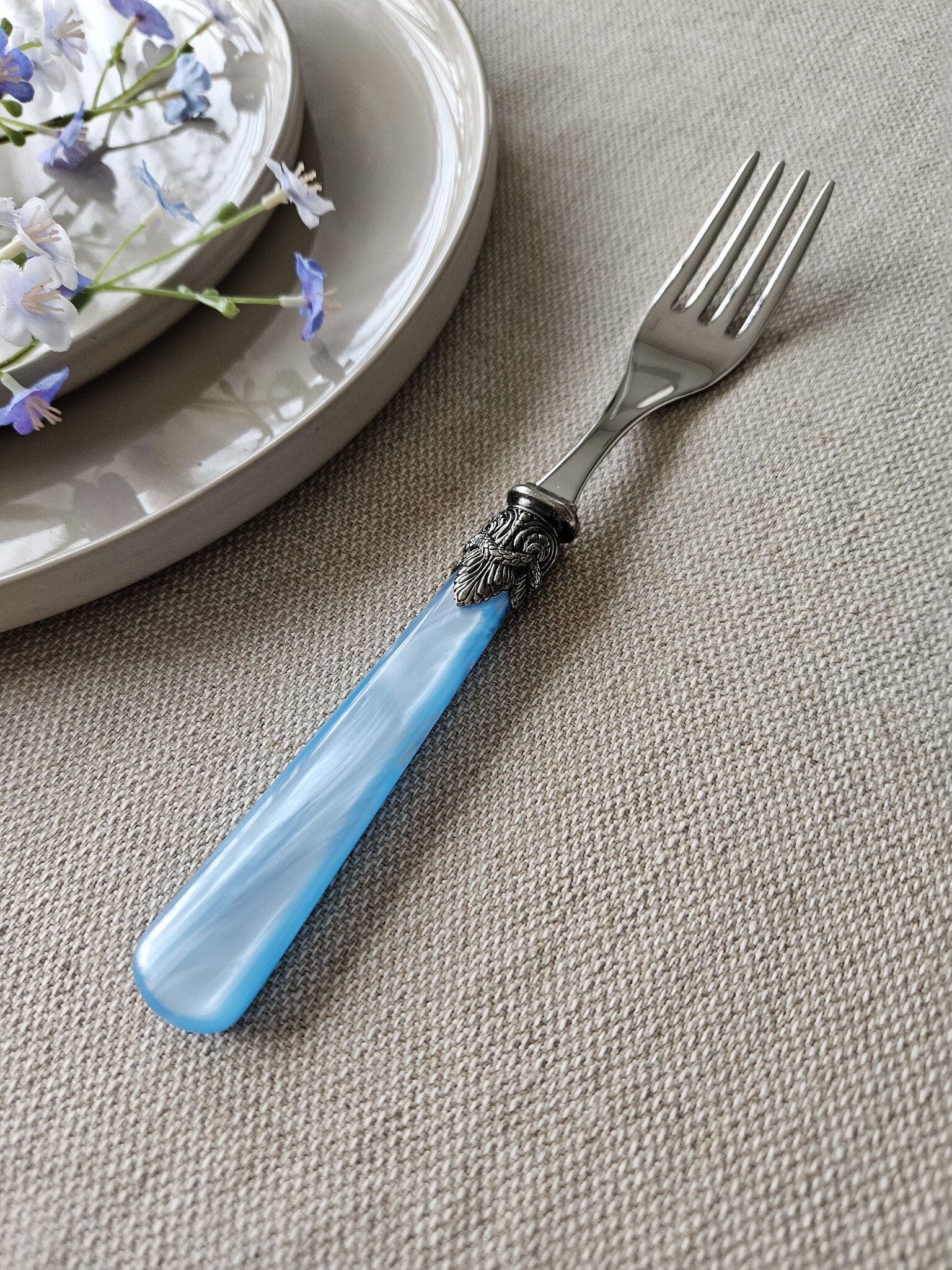 Gabel, Hellblau (perlmuttglanz), Abendessen