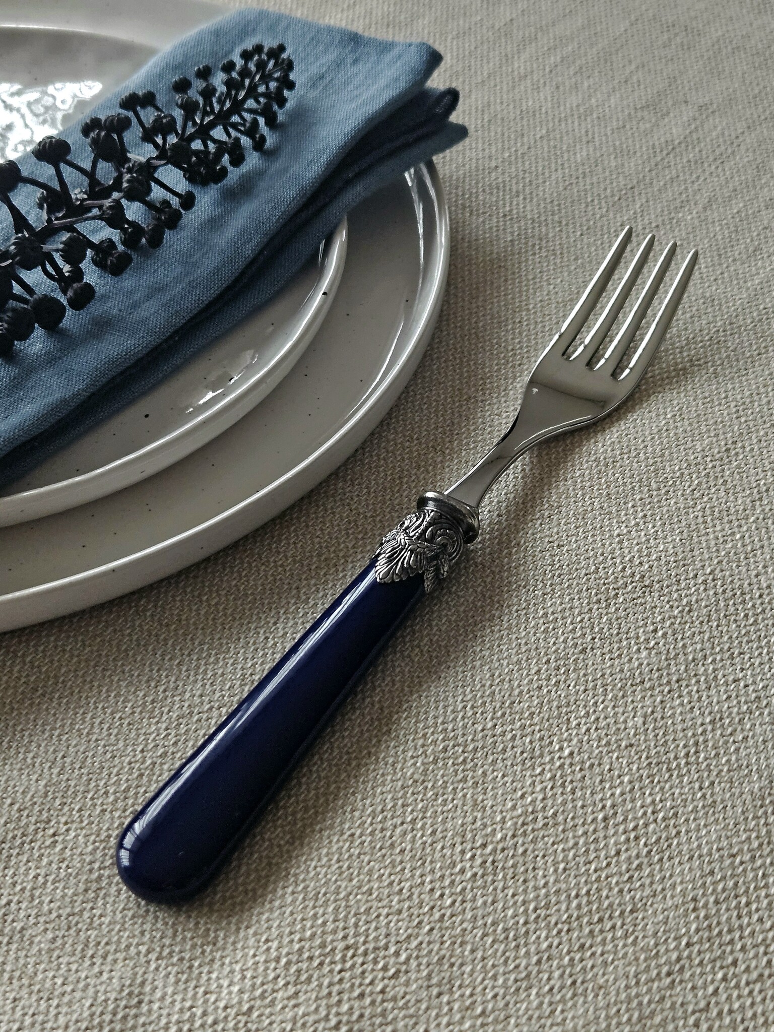 Gabel, Blau (einfarbig), Abendessen