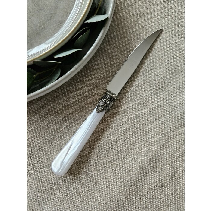 Steak Knife, White (mother-of-pearl sheen)