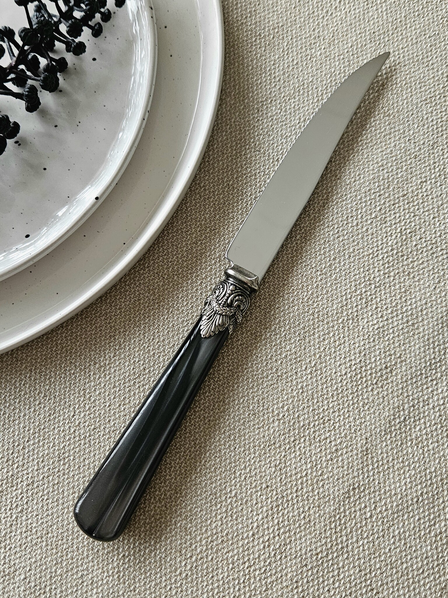 Couteau à Steak, Noir (nacré)