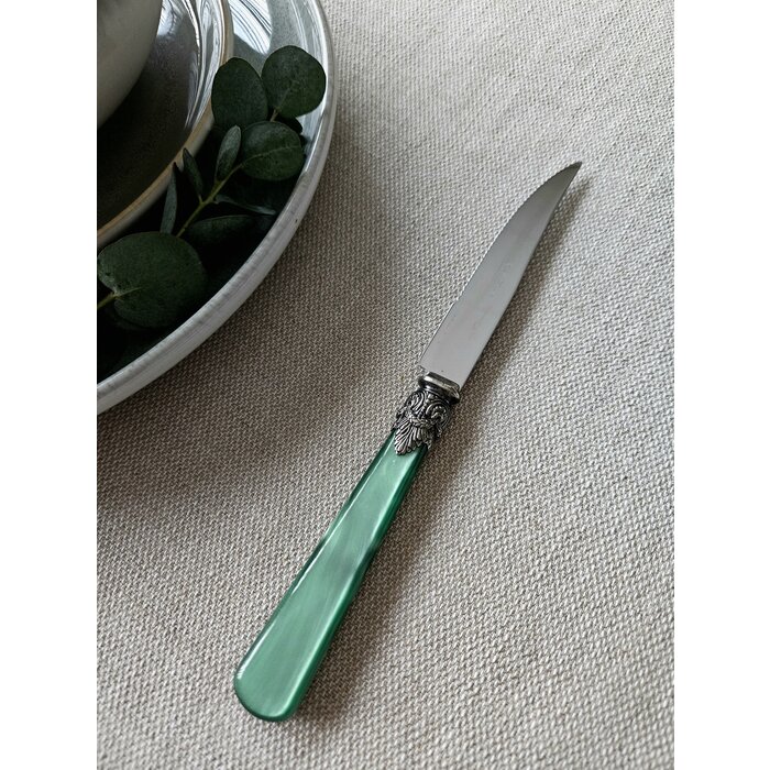 Steak Knife, Green (mother-of-pearl sheen)