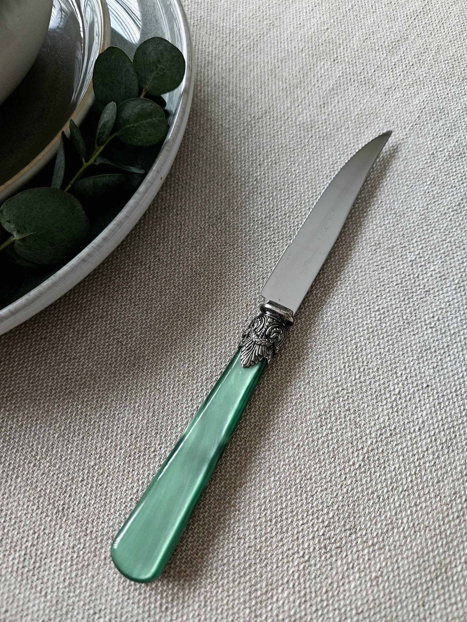 Steak Knife, Green (mother-of-pearl)