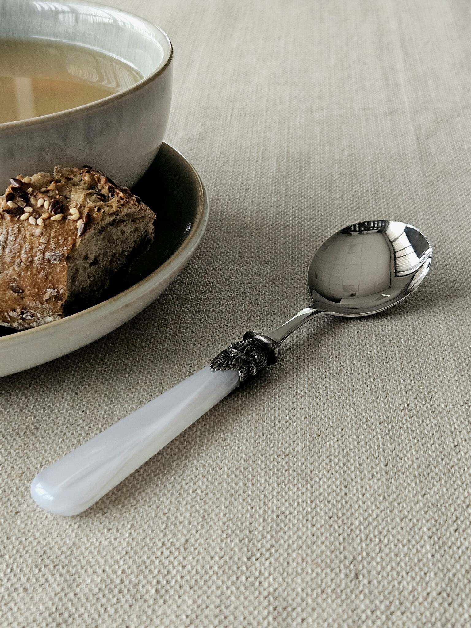 Löffel, Weiß (perlmutt), für Suppe, EME Napoleon