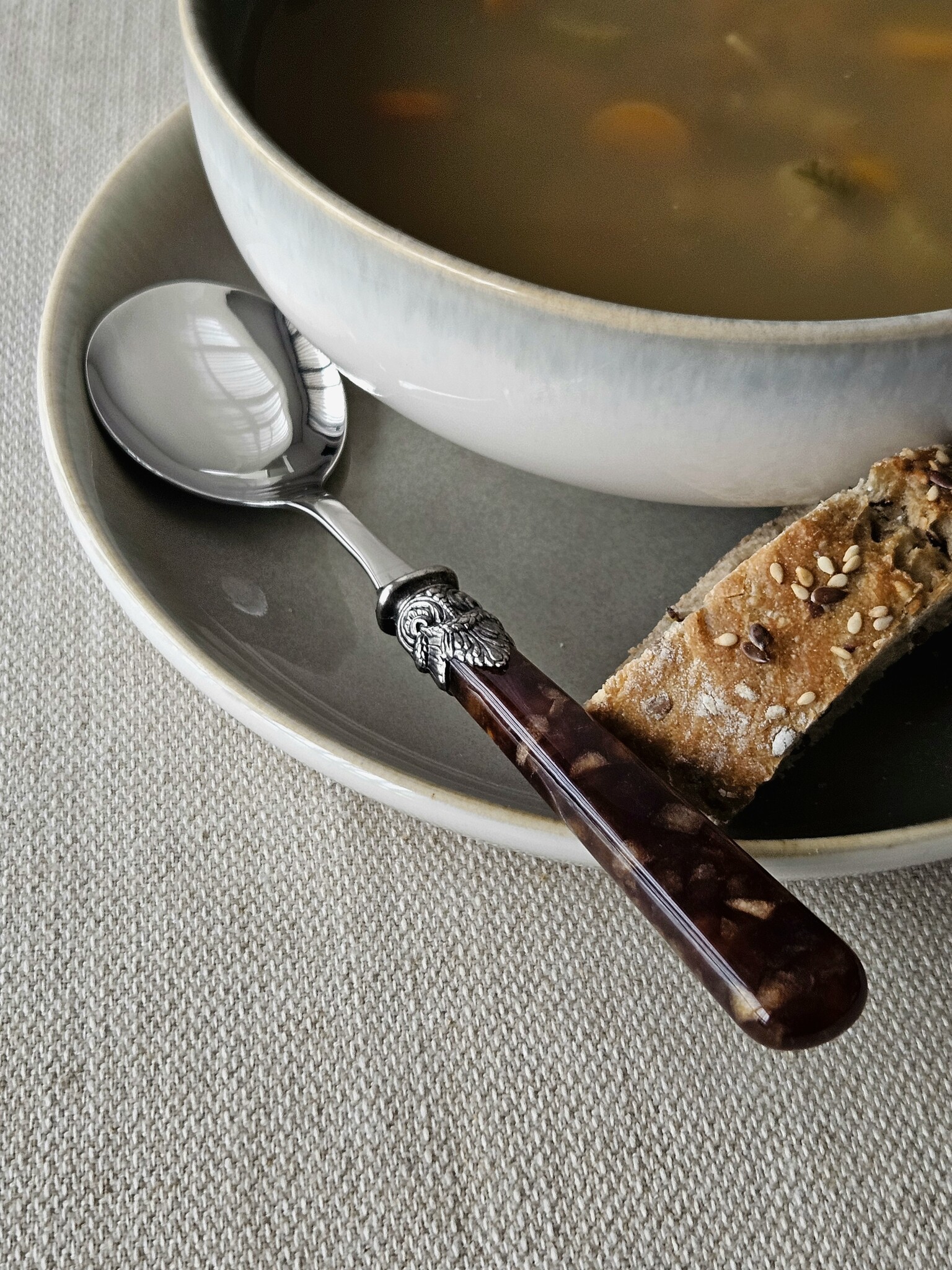 Cuillère, Marron (motif tortue), pour Soupe