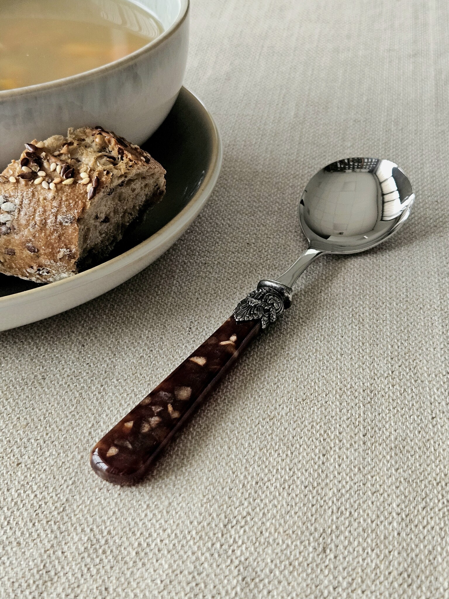 Cuillère, Marron (motif tortue), pour Soupe