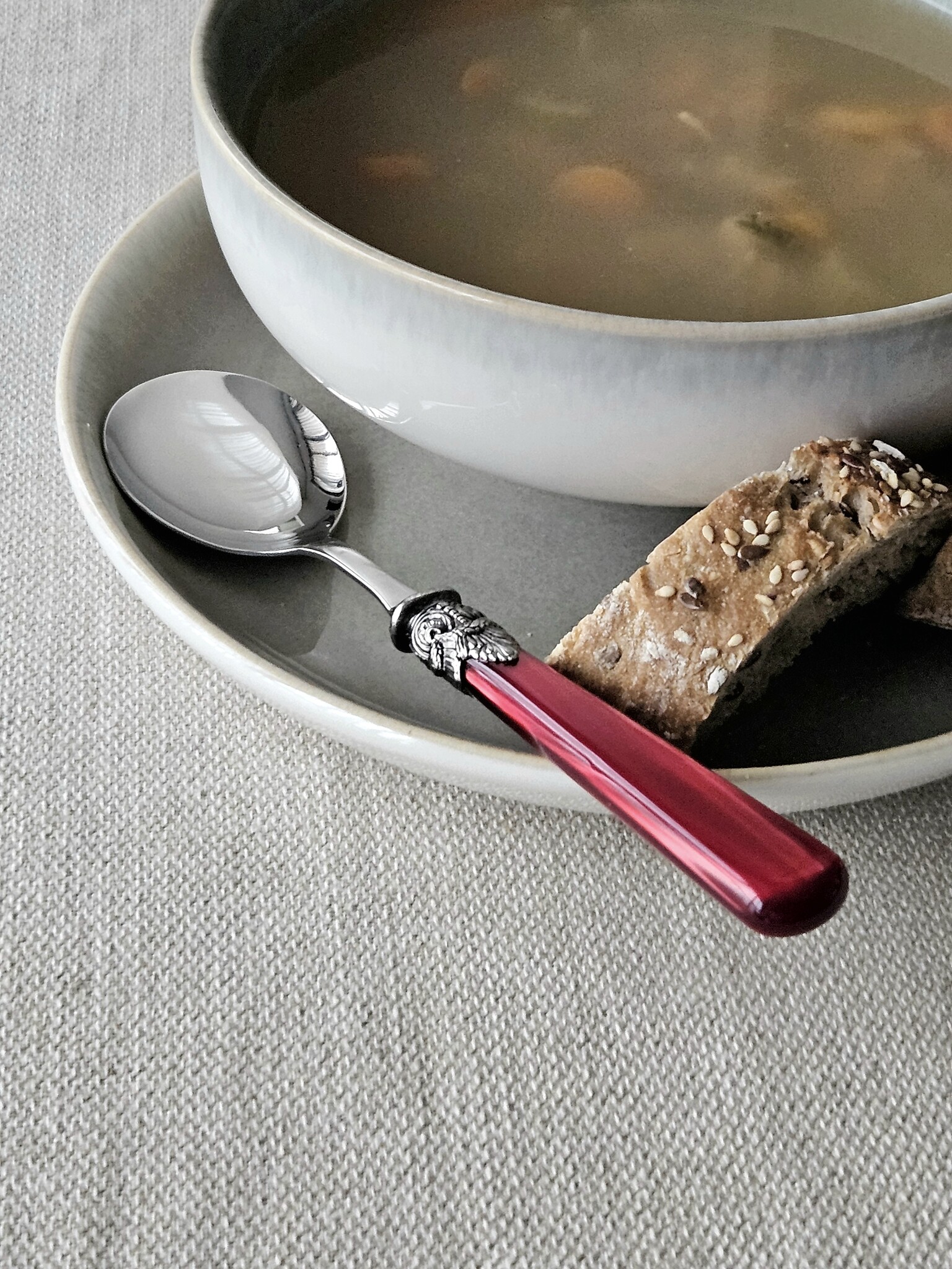 Löffel, Rot (perlmutt), für Suppe, EME Napoleon