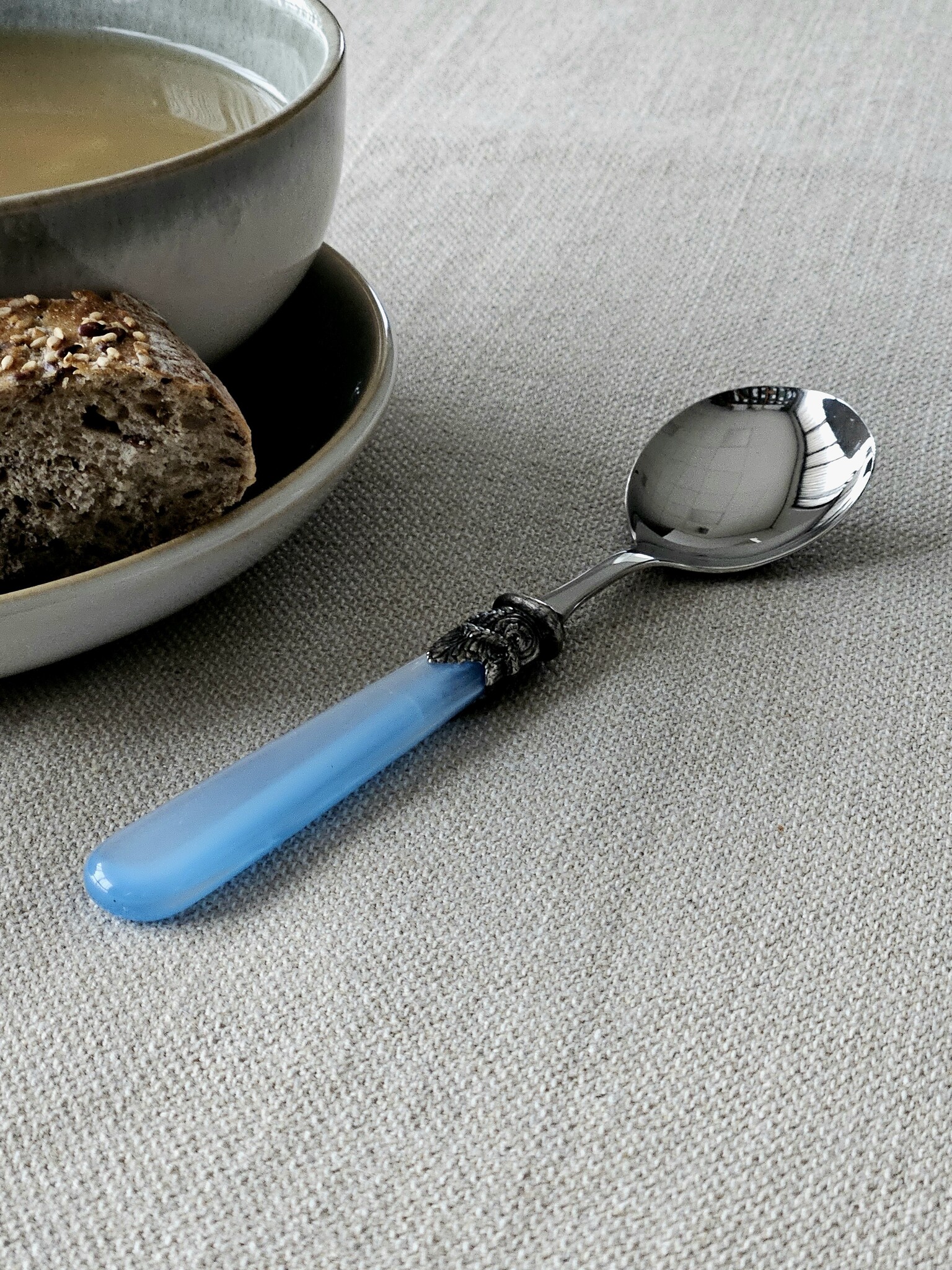 Löffel, Hellblau (perlmutt), für Suppe, EME Napoleon