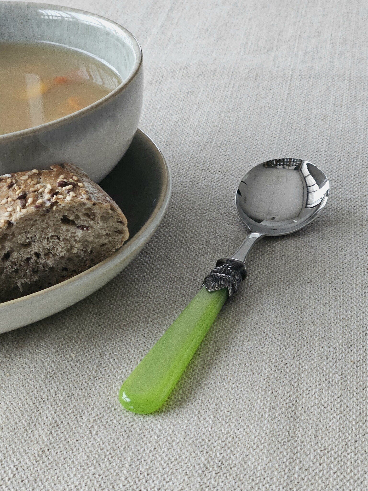 Löffel, Hellgrün (perlmutt), für Suppe, EME Napoleon