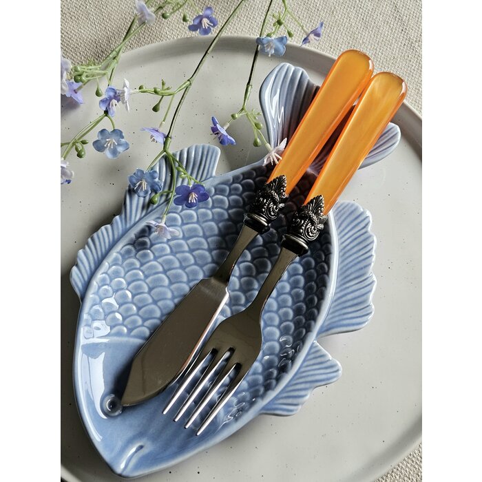 Bestekset, Oranje (parelmoerglans), voor Vis