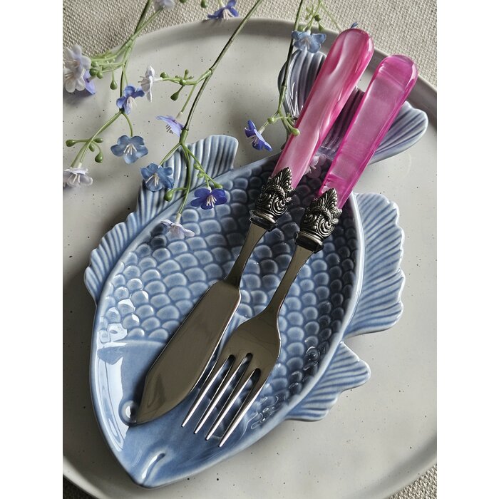 Ensemble de Couverts, Fuchsia (nacré), pour le Poisson