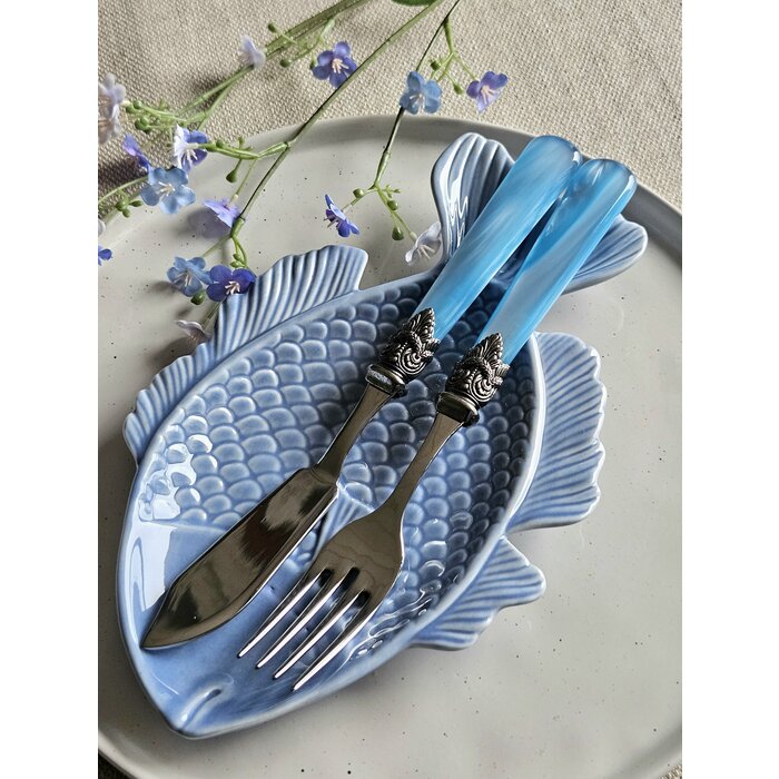 Ensemble de Couverts, Bleu Clair (nacré), pour le Poisson - MAINTENANT 1 + 1 GRATUIT
