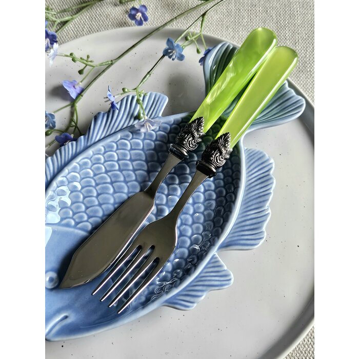 Bestekset, Lichtgroen (parelmoerglans), voor Vis