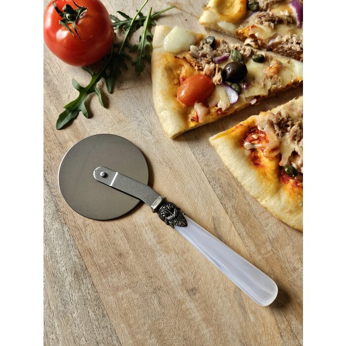 Pizzasnijder, met wit handvat (parelmoerglans)