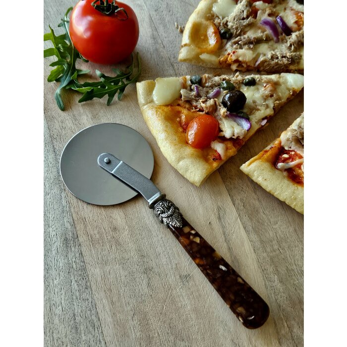 Pizzaschneider, mit Braunem griff (Schildkrötenmotiv)