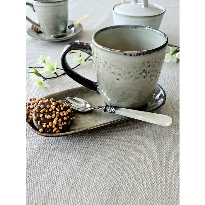 Theelepel, klein, met Ivoor handvat (parelmoerglans)