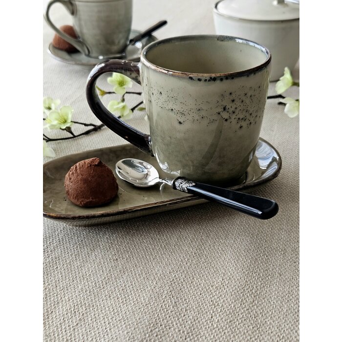 Cuillère à Thé, petite, avec manche Noir (éclat nacré)