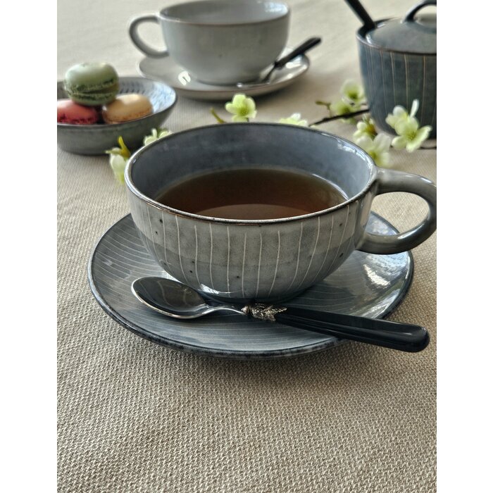 Teelöffel, klein, mit Schwarzem Griff (perlmuttglanz)