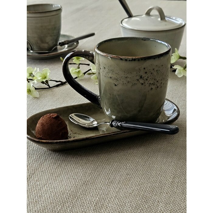 Cucharilla de té, pequeña, con mango Gris (brillo nácar)