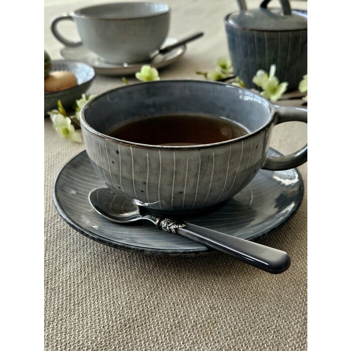 Cucharilla de té, pequeña, con mango Gris (brillo nácar)