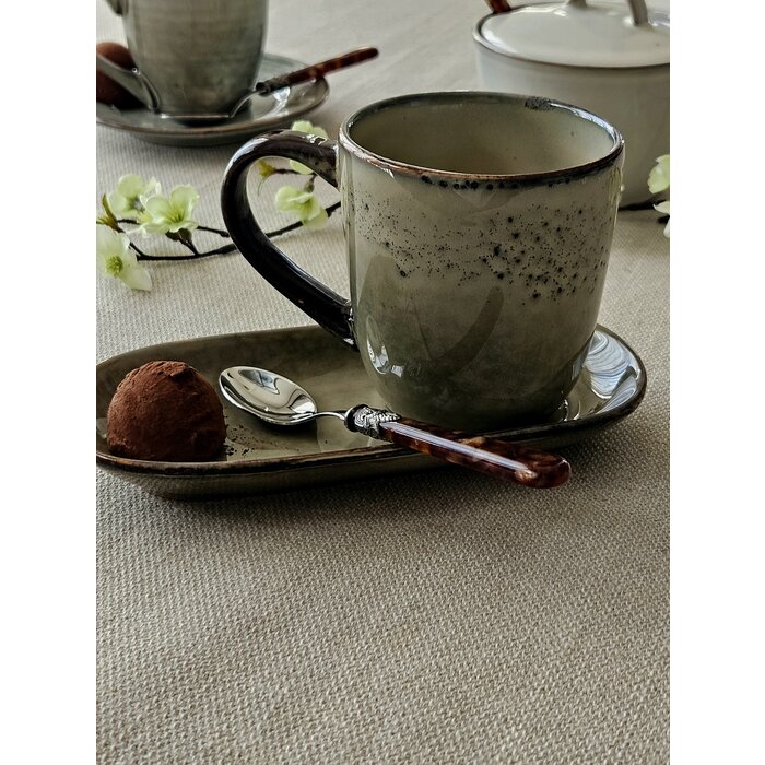 Theelepel, klein, met Bruin handvat (schilpadmotief), EME Napoleon