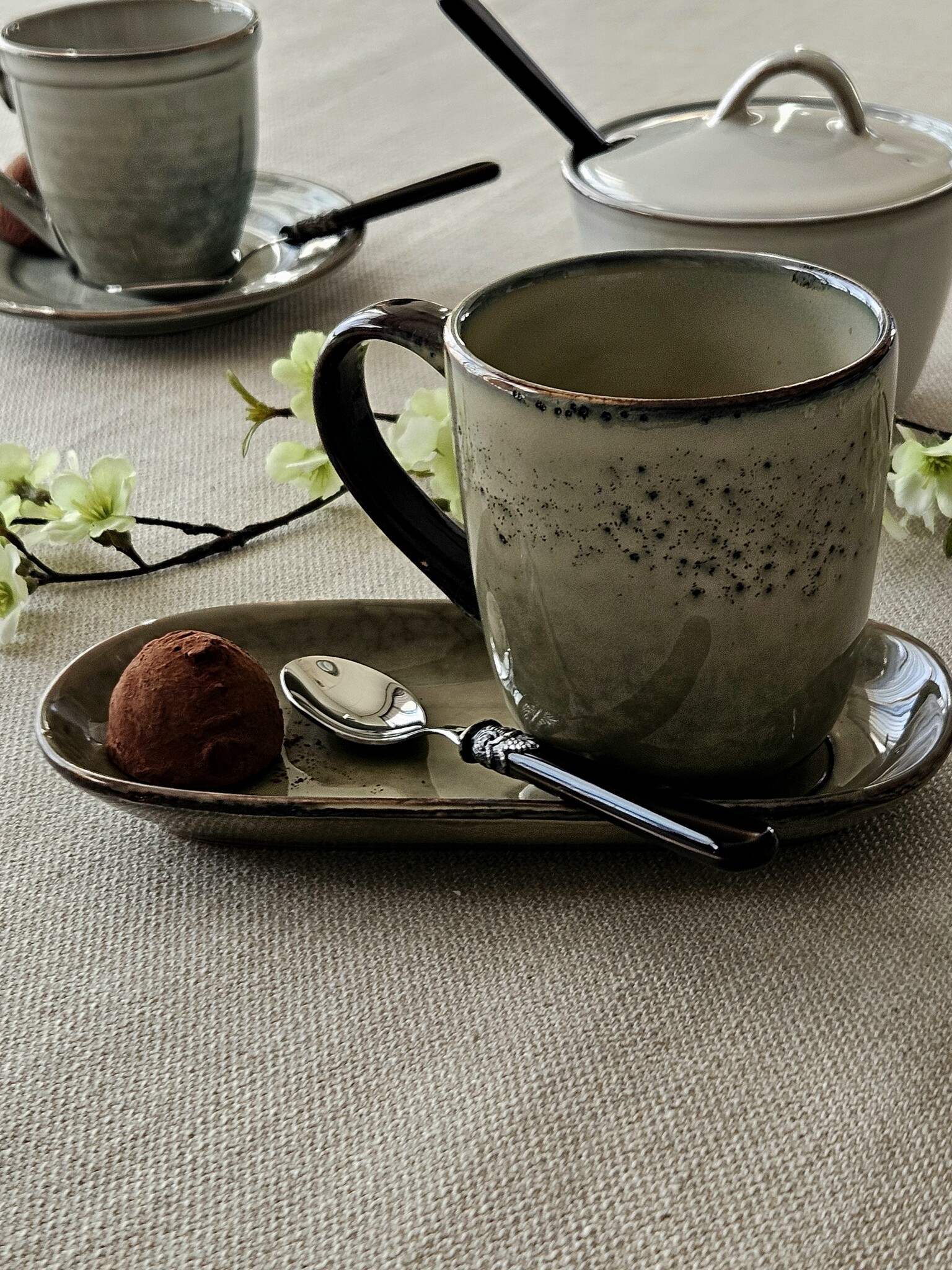 Teaspoon, small, with Brown handle (mother-of-pearl sheen)