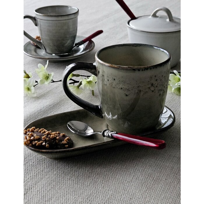 Cucharilla de té, pequeña, con mango Rojo (nácar)